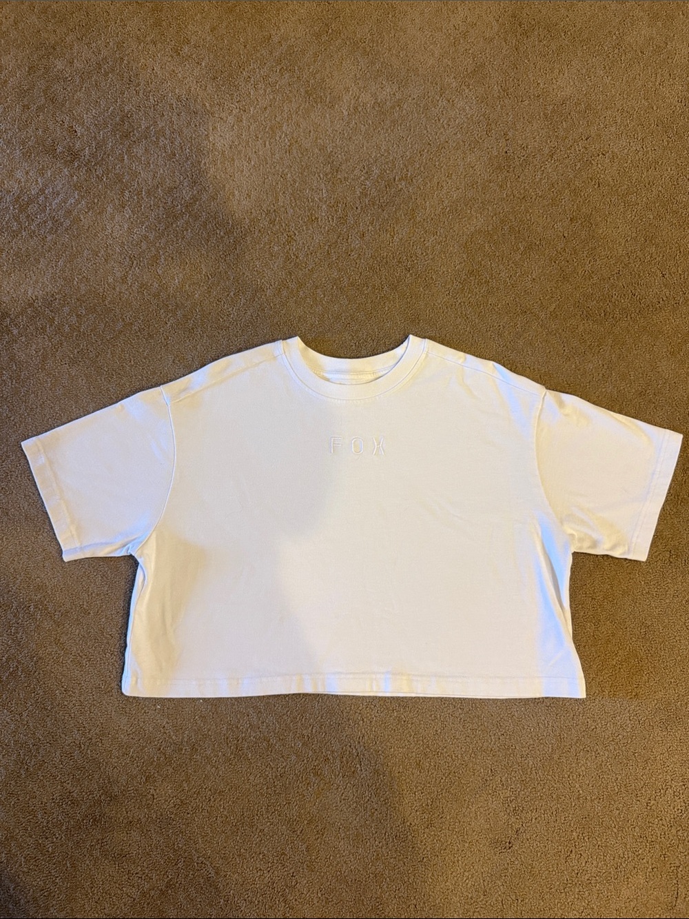 Fox Women’s White oversized Cropped Tee with Subtle Embroidered Logo